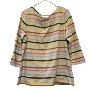 Talbots Authentic Multicolored Crew Neck Long Sleeve Striped Blouse T-shirt
